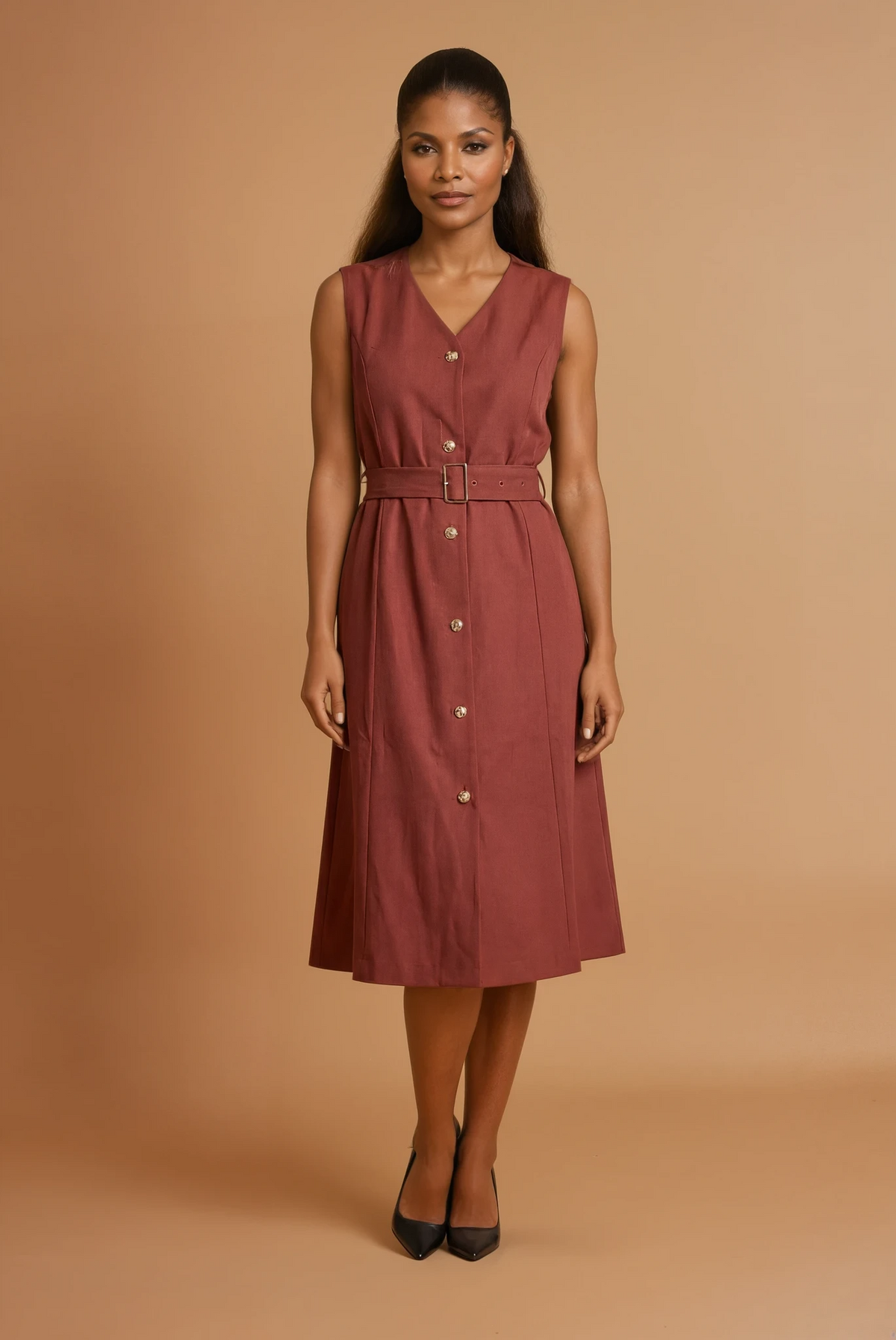 GG2166 Red Sleeveless Midi