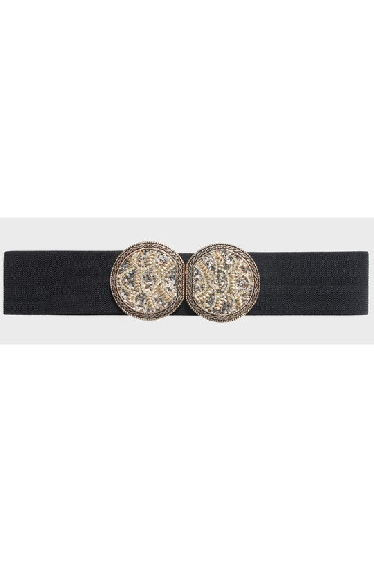 H1035 Black Round Buckle Elastic belt