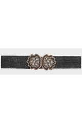 H1033 Seashell Black Woven Belt