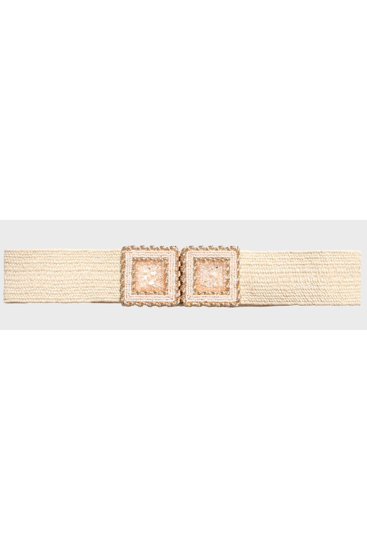 H1037 Beige Square Seashell Belt