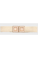 H1037 Beige Square Seashell Belt