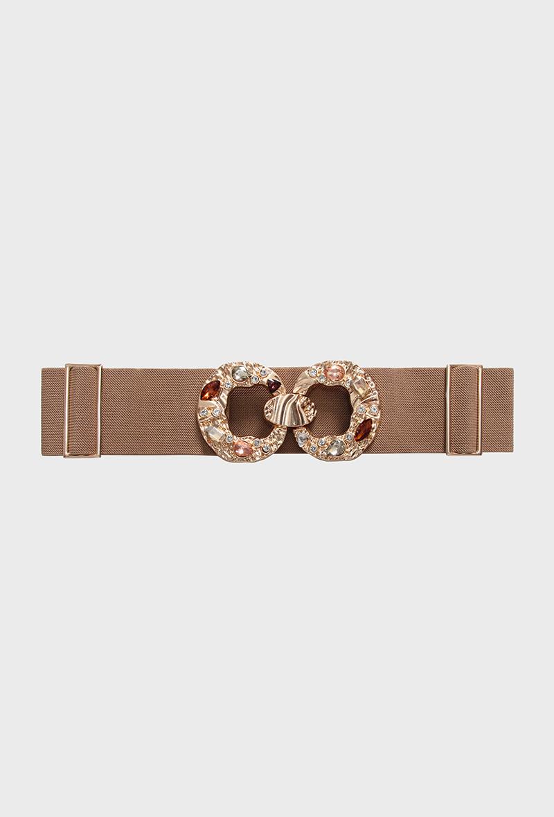 H1041 Taupe Gem Detail Belt