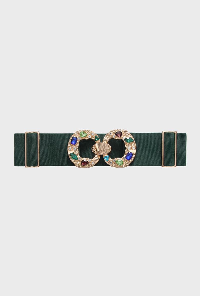 H1043 Dark Green Gem Detail Belt