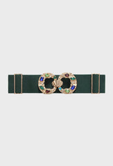 H1043 Dark Green Gem Detail Belt