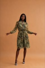 H1007 Green Print Midi