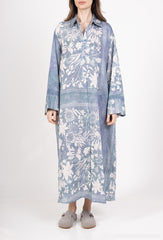 GG1031 Blue Floral Print Oversized Shirt Dress