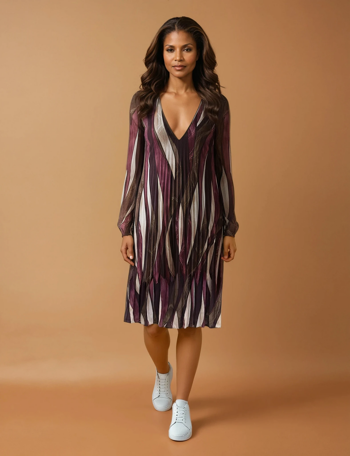 GG2027 Burgandy Swirl Chiffon Dress