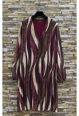 GG2027 Burgandy Swirl Chiffon Dress
