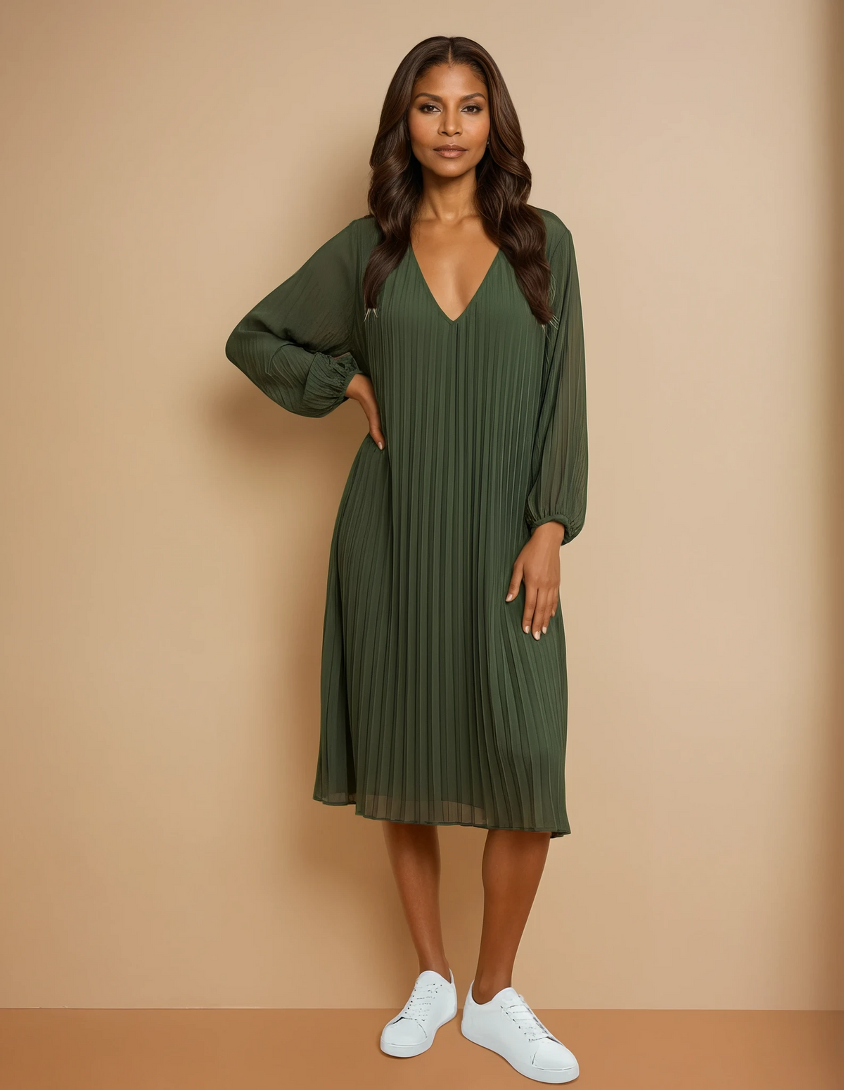 GG2028 Khaki Chiffon Dress