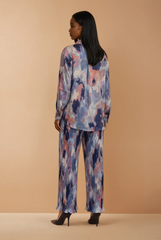 GG2112 Blue Print Pleated Pants