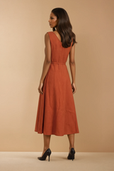 GG2116 Copper V Neck Midi