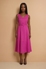 GG2117 Pink V Neck Midi