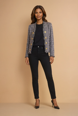 GG2128 Purple Tweed Knitted Cardigan