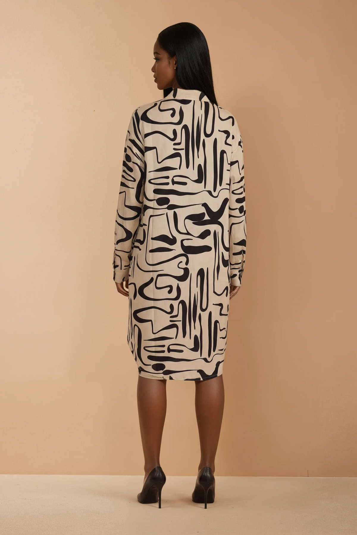 GG2129 Black Swirl Shirt Dress