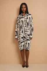 GG2129 Black Swirl Shirt Dress