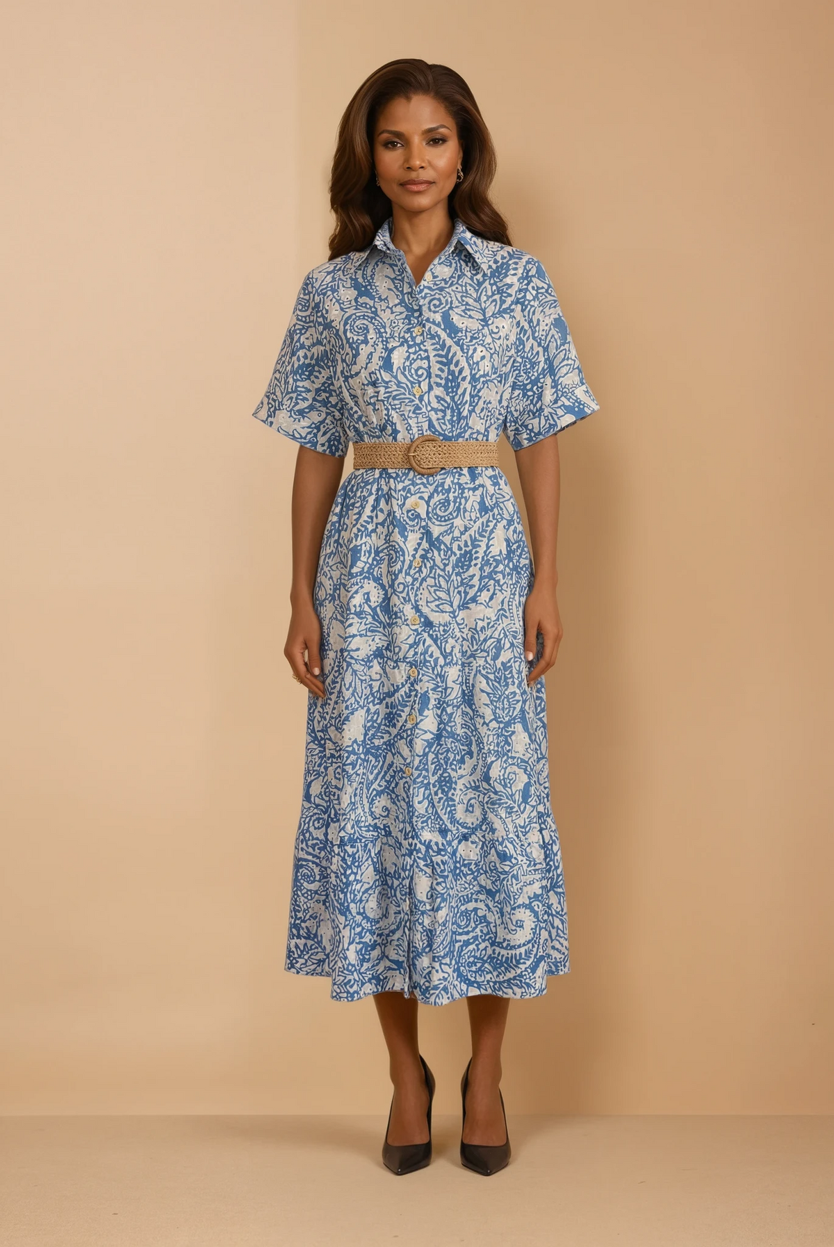 GG2134 Blue & White Floral Dress