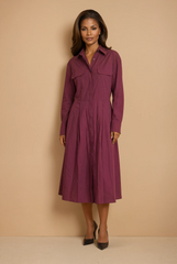 GG2138 Maroon Office Midi Dress