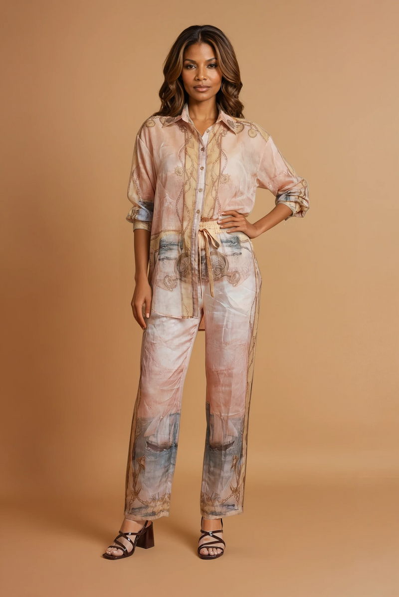 GG2167 Beige Resort Wear Top
