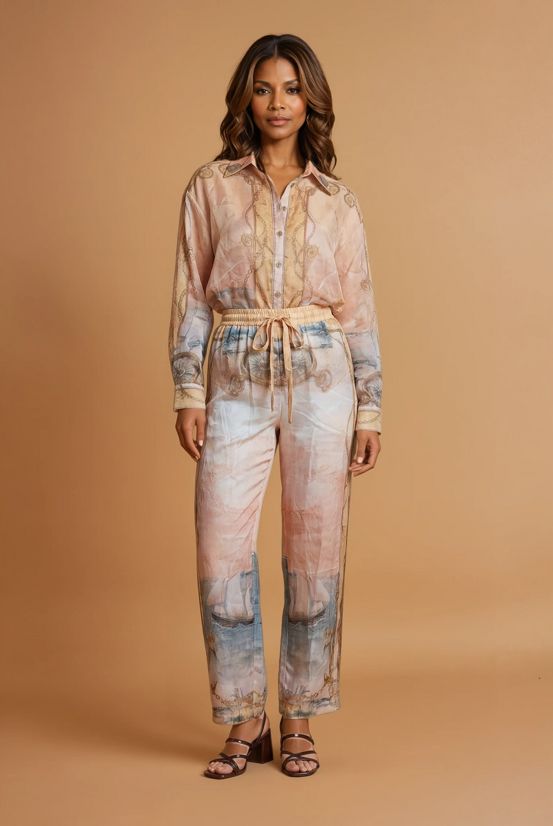 GG2168 Beige Resort Wear Pants