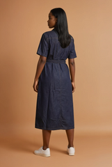 GG2180 Denim Midi Button Down Dress