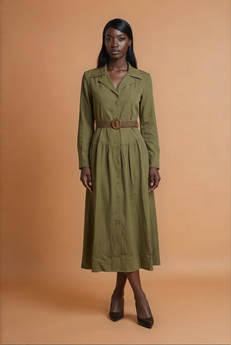 GG3402 Khaki Maxi Dress