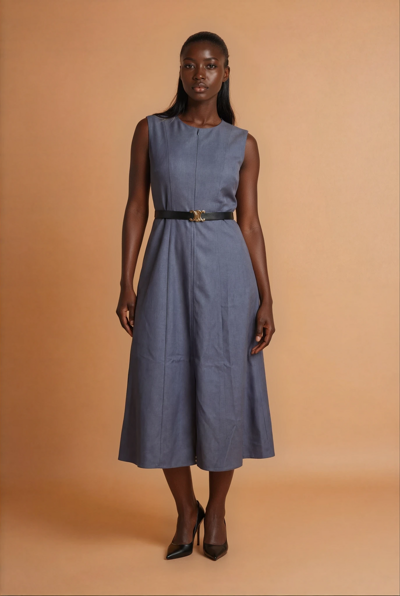 GG3404 Dark Denim Blue A-Line Dress