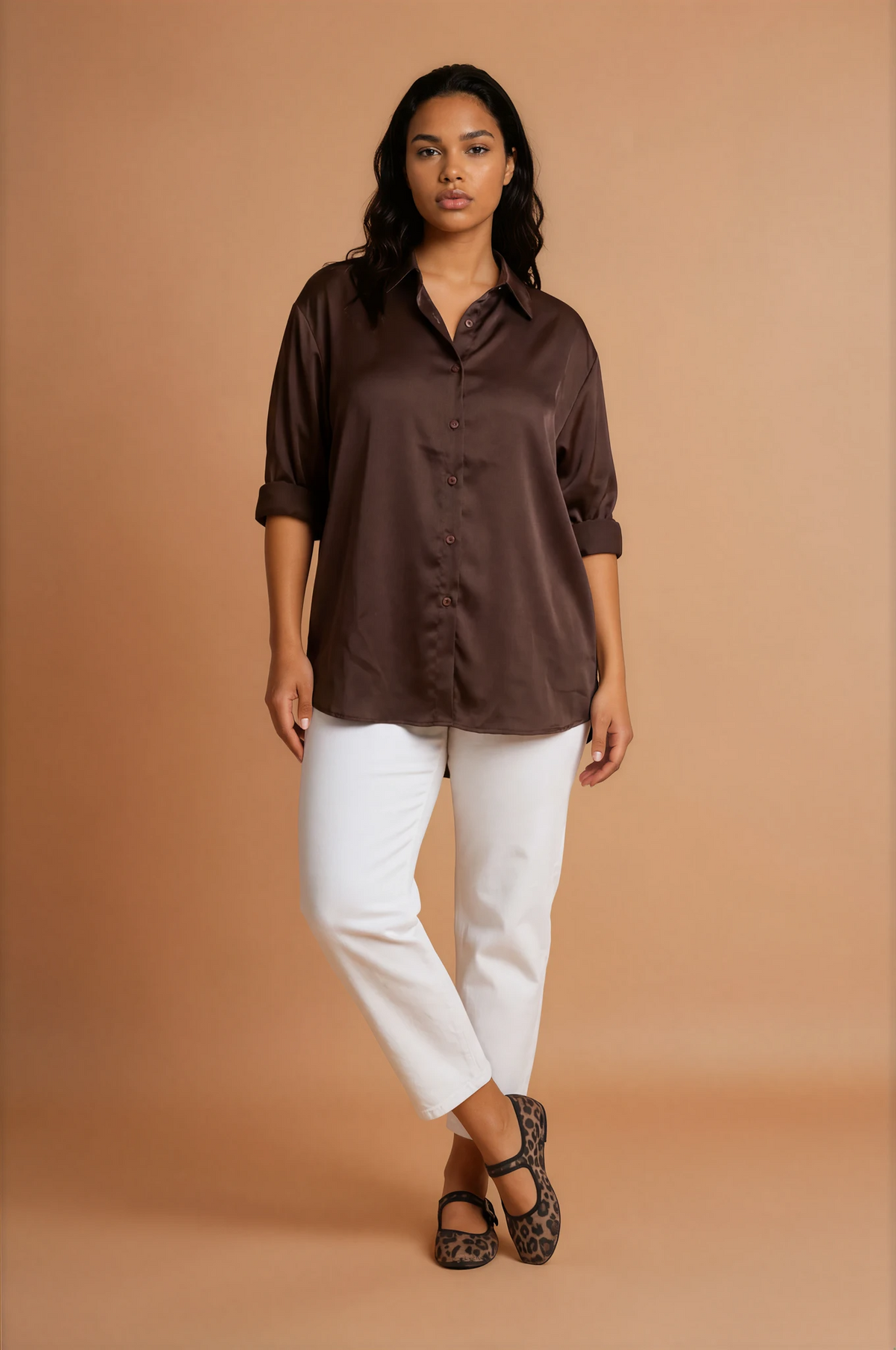 GGG4100 Brown Satin Top