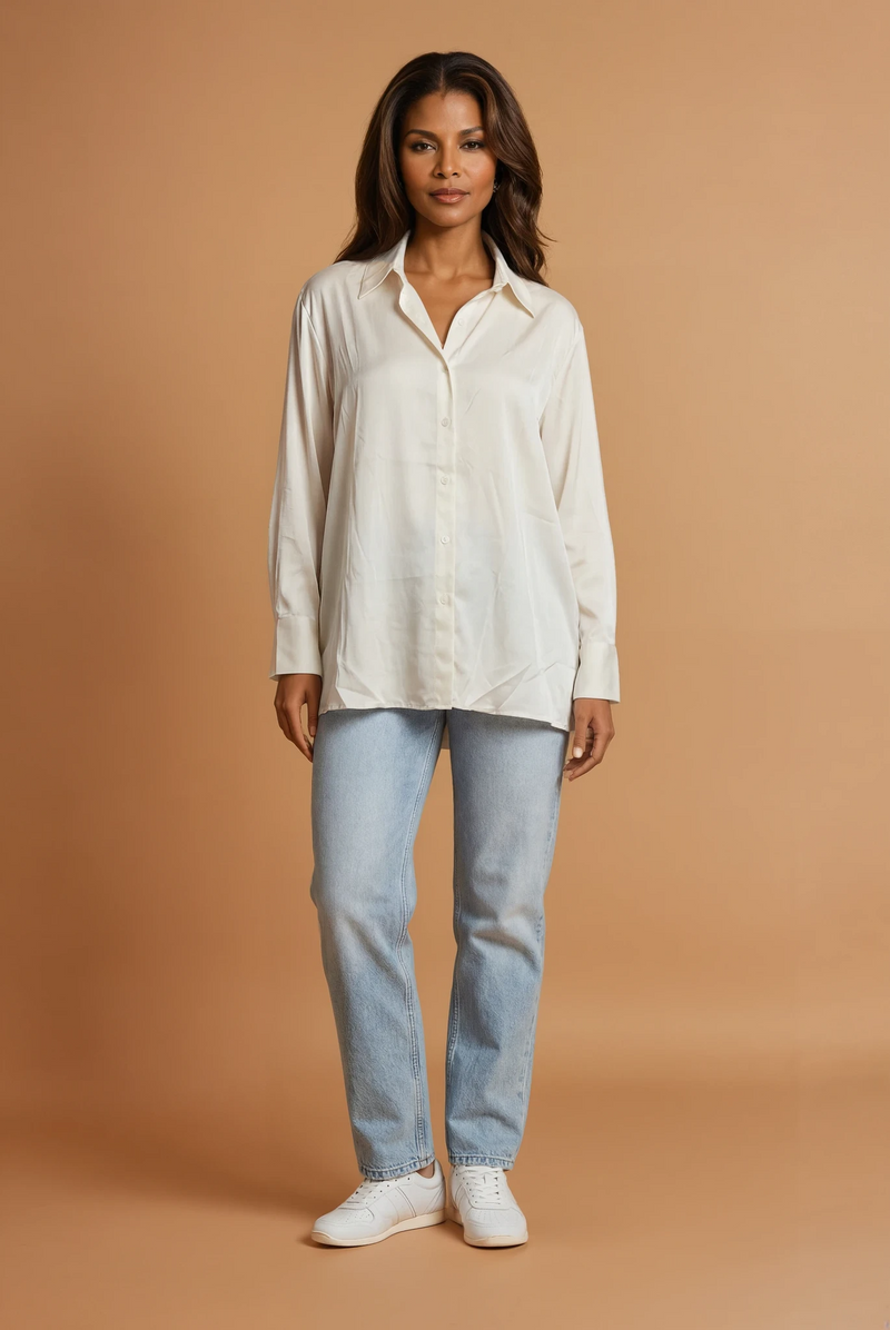 GGG4101 Cream Satin Top
