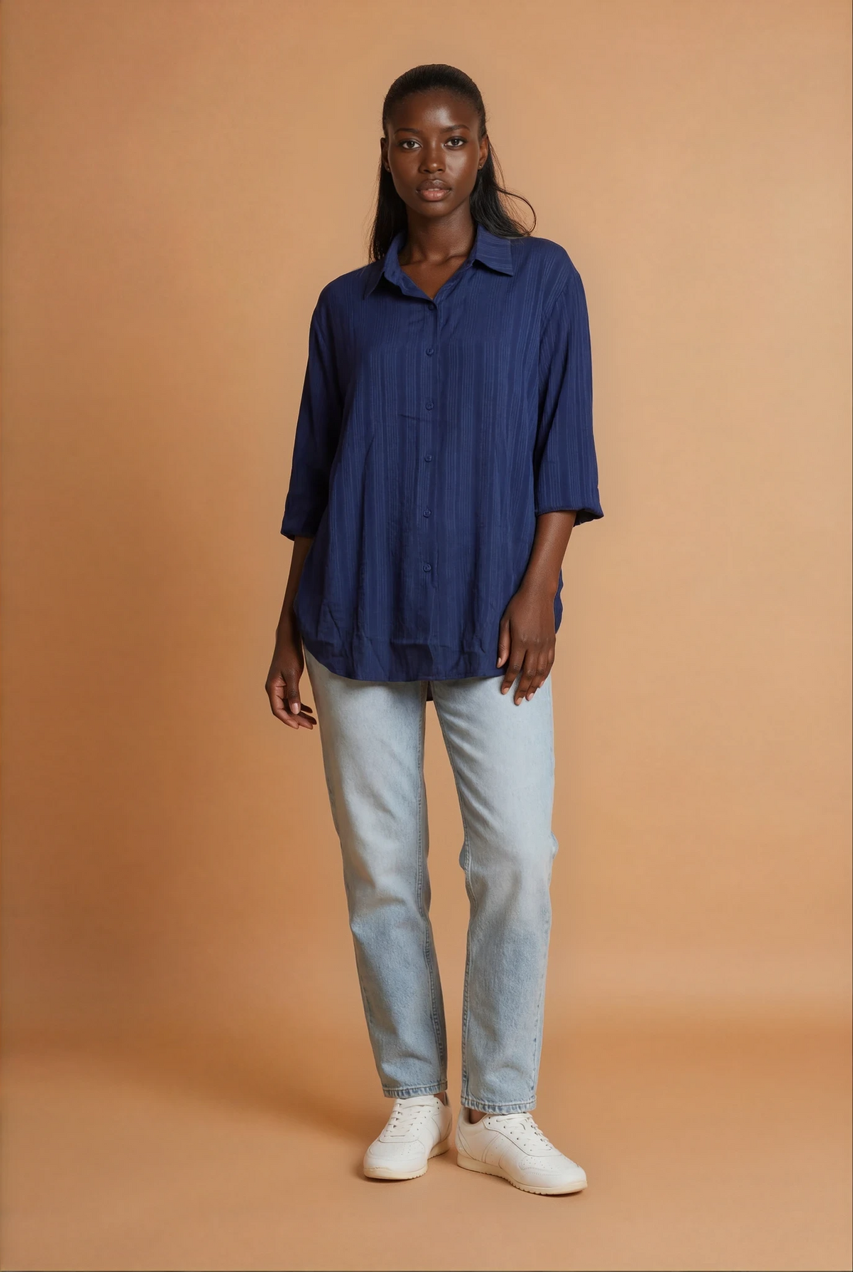 GGG4102 Navy Blue Satin Top