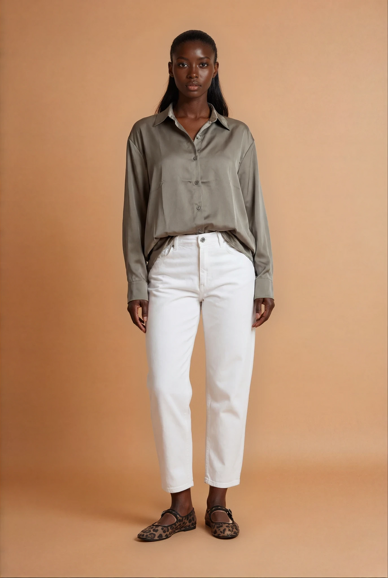 GGG4104 Khaki Satin Top