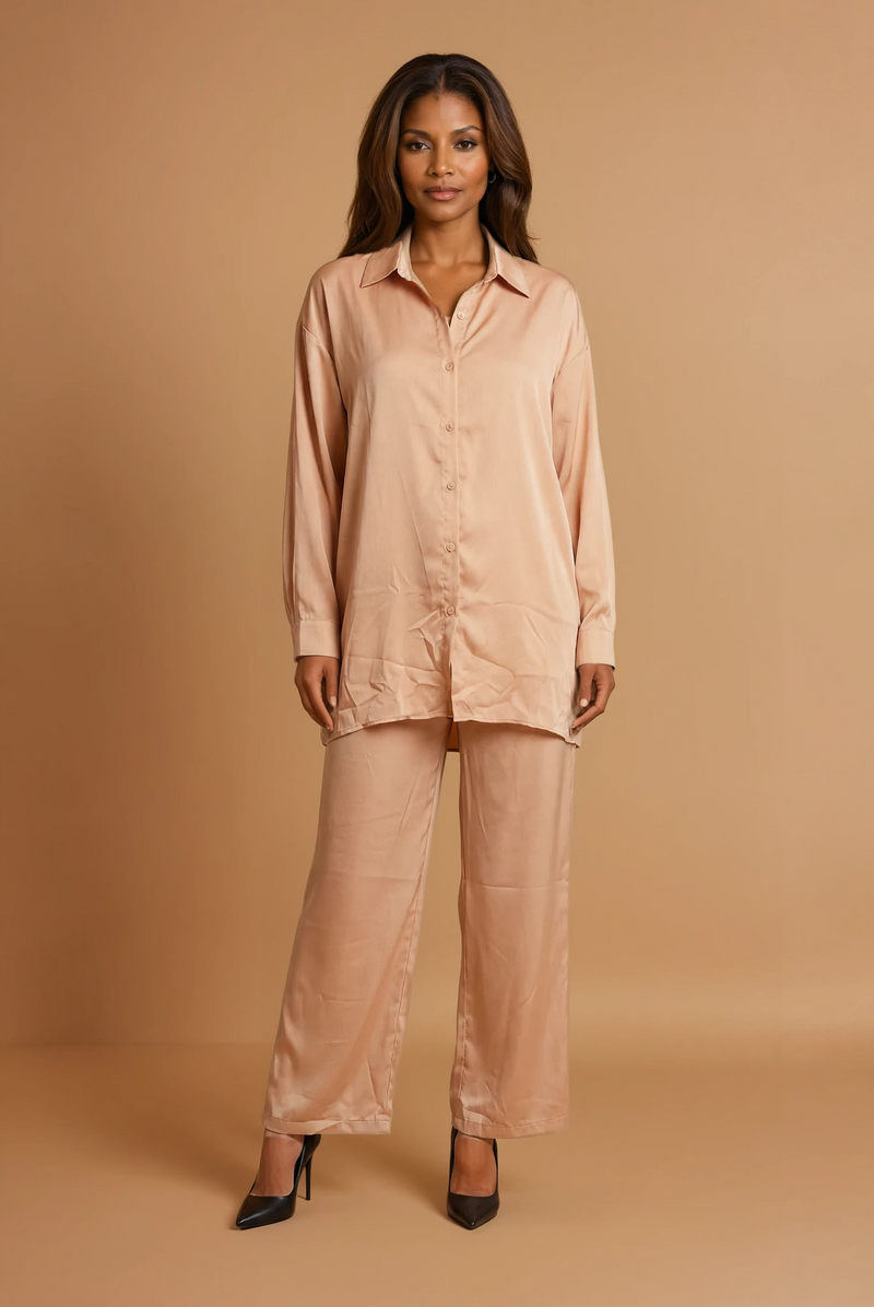 GGG4105 Metallic  Peach Satin Full Top