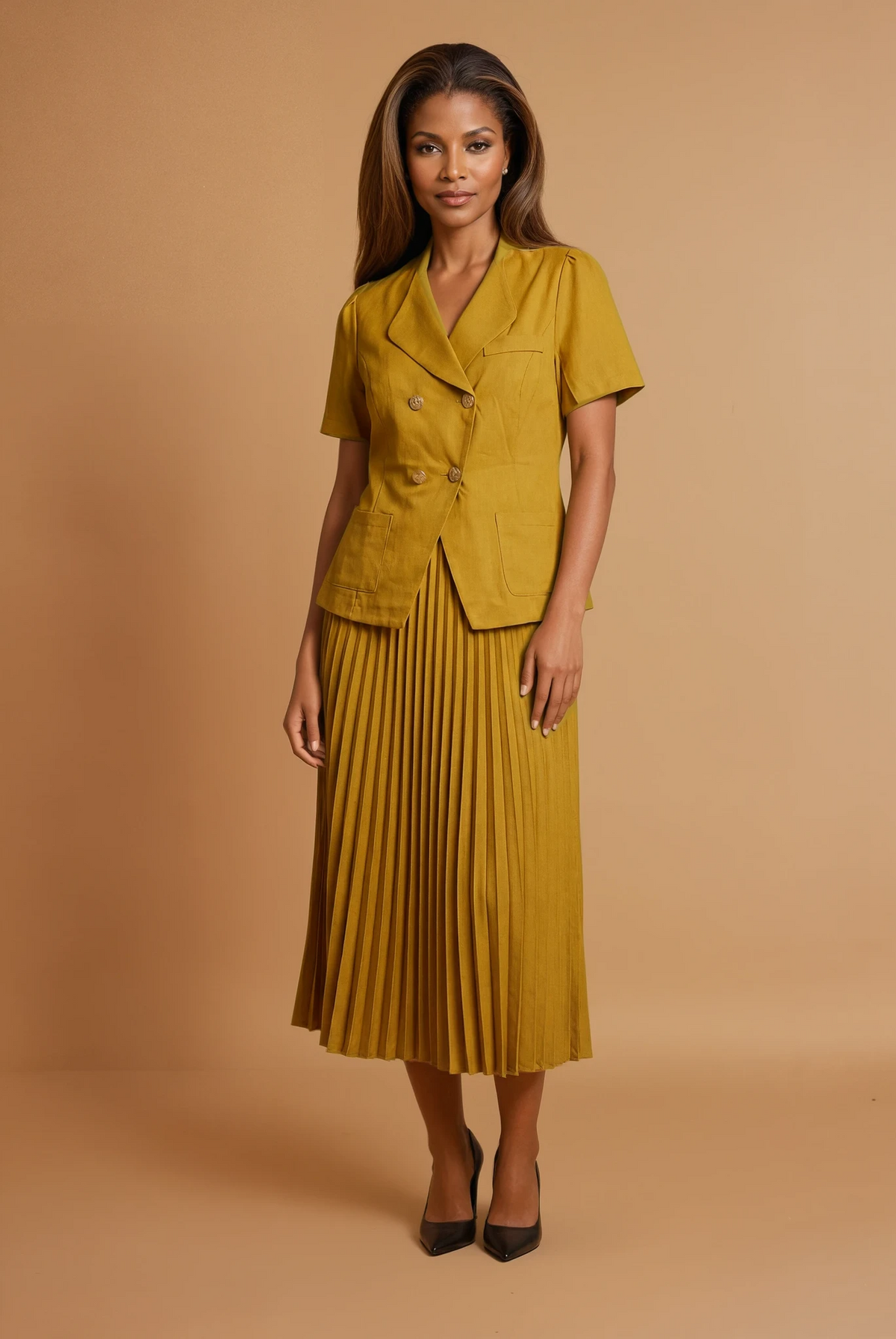GGG4118 Mustard Short Sleeve Jacket