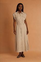 GGG5102 Sand Button Down Midi