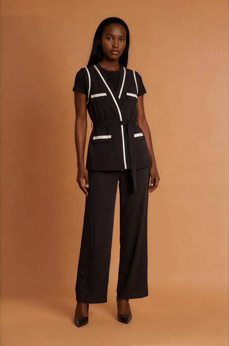 GGG5112 B&W Sleeveless Jacket