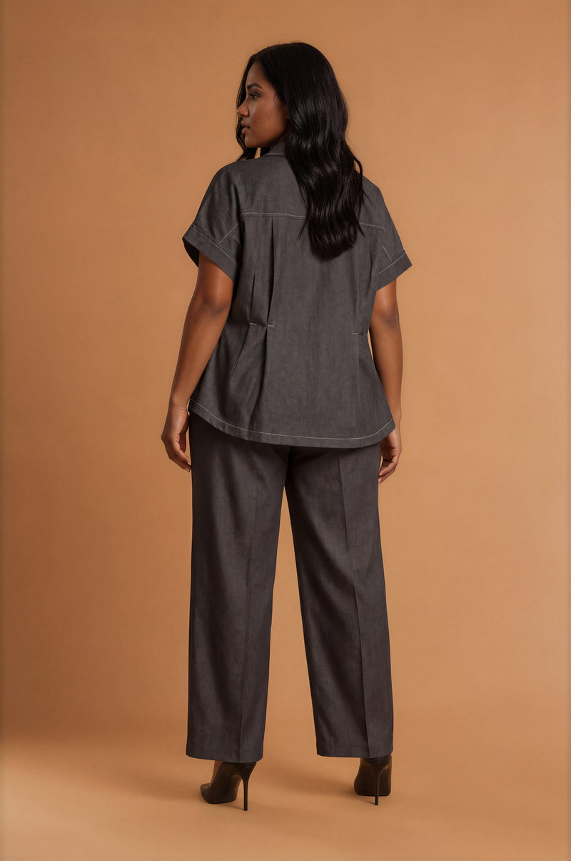 GGG5117 Black Wide Cut Pants