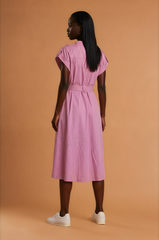 GGG5119 Pink Button Down Midi