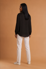 GGG5126 Black Satin Cowl Neck Top