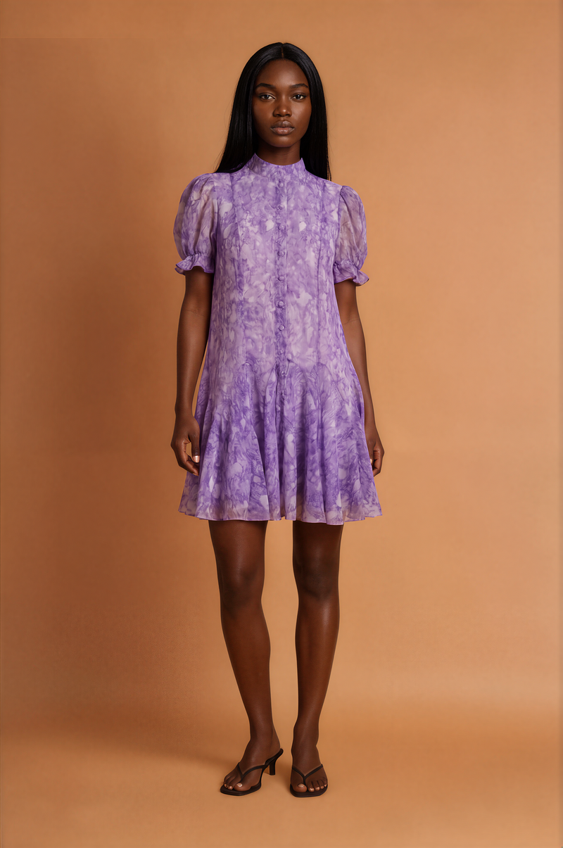 H2032 Purple Floral Dress