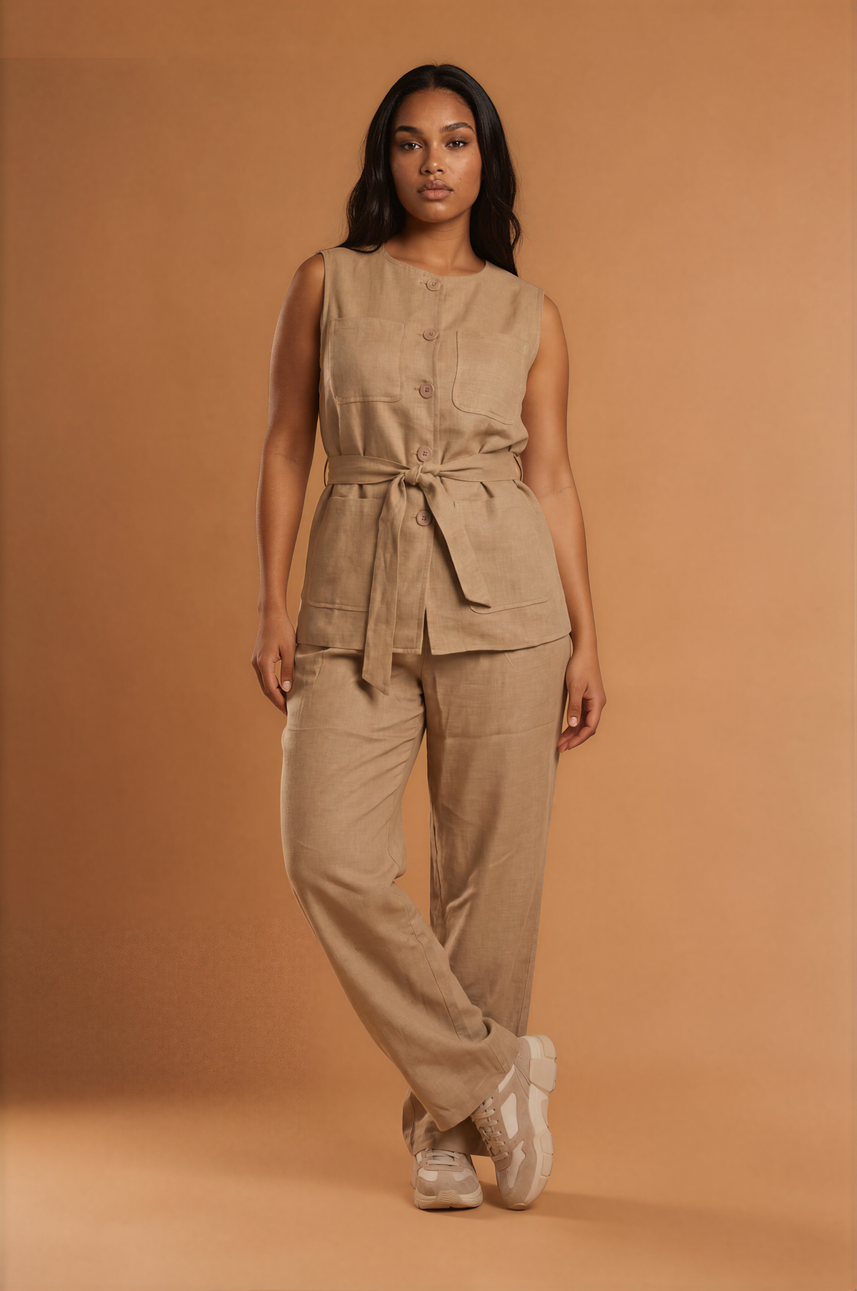 GGG5129 Sand Sleeveless Top