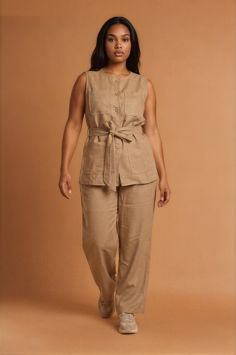 GGG5129 Sand Sleeveless Top