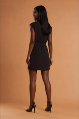GGG5133 Black Knee Length Tailored Dress