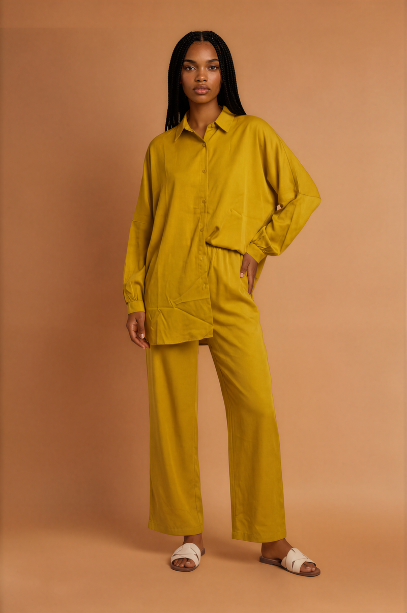 H2050 Lime Satin Blouse