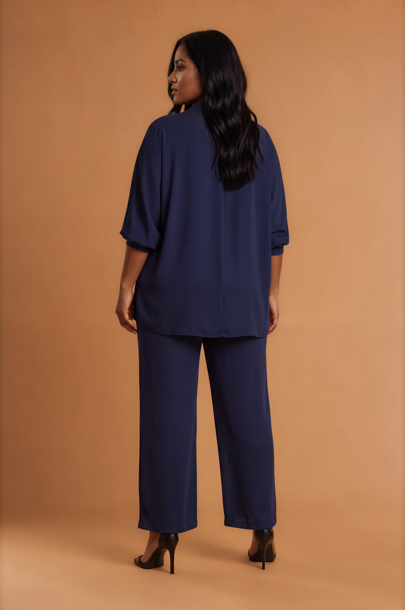 H2052 Navy Blue Satin Pants