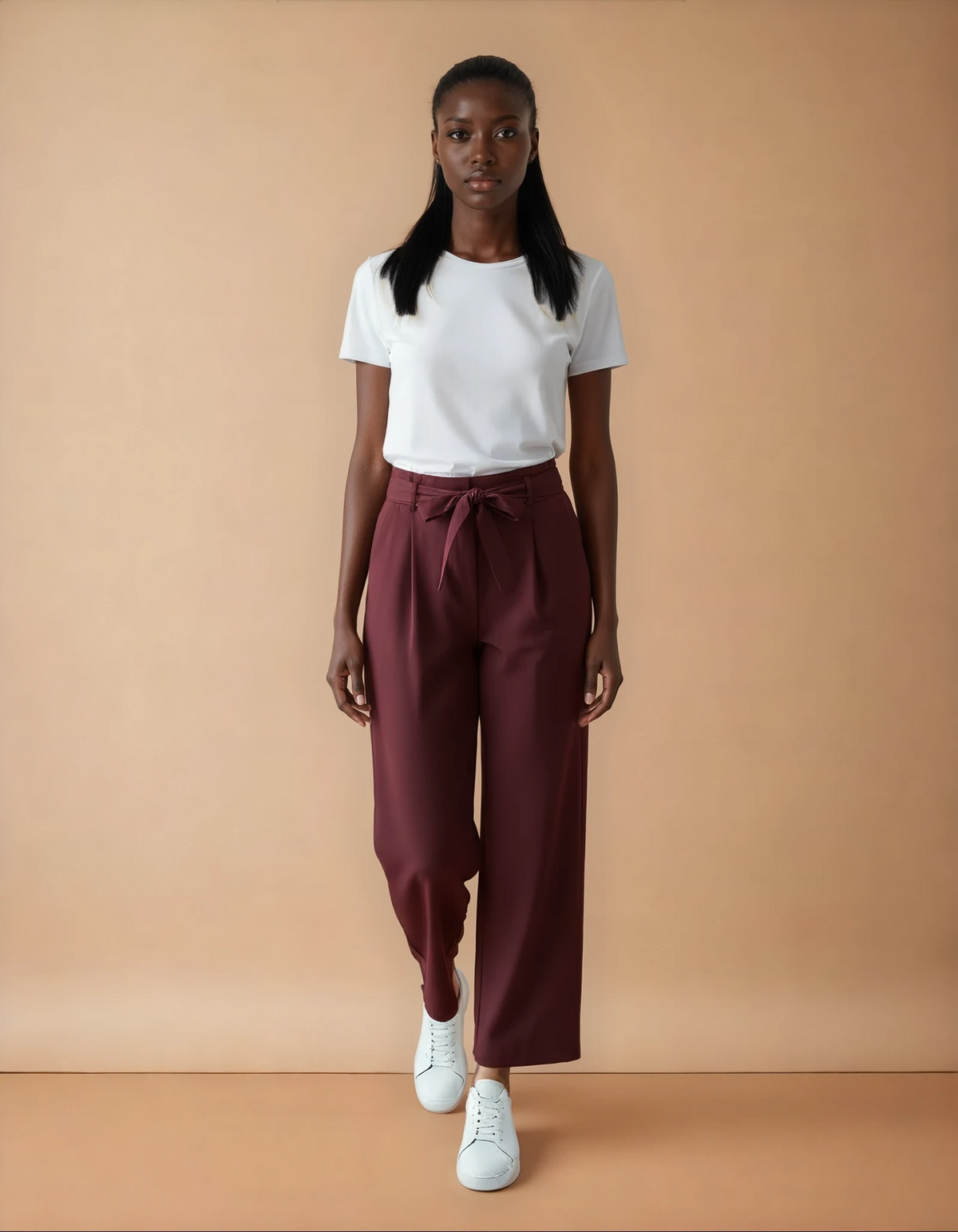 GG2037 Burgundy High Waist Pants