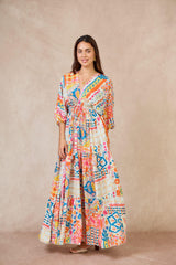 GG1073 White Boho Print Maxi
