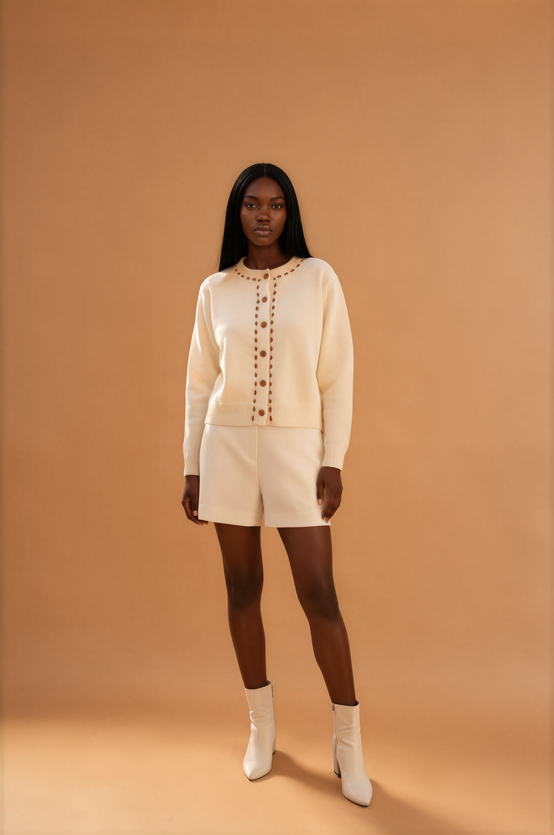 H1005 Cream Cardigan