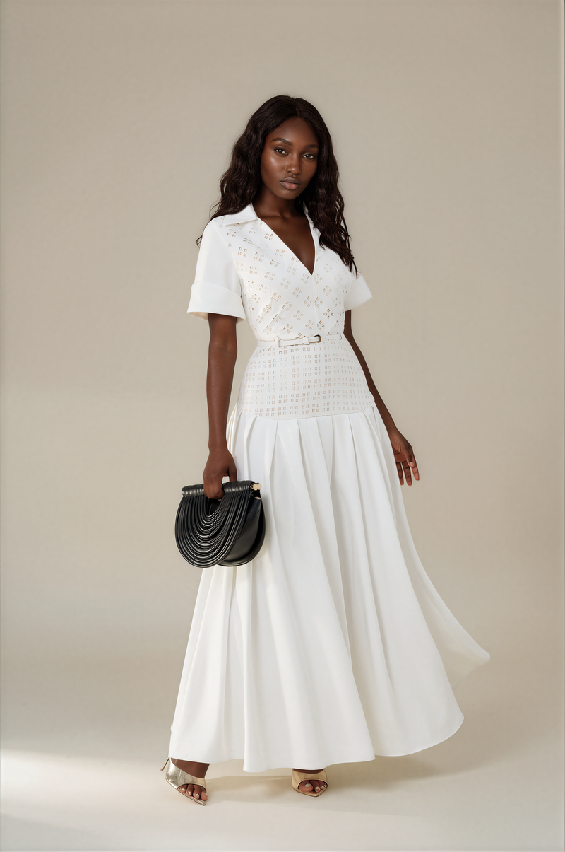 H3133 Cream Broderie Anglaise Dress