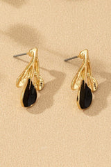 AC1007 Black Leaf Drop Earrings - La Elegant