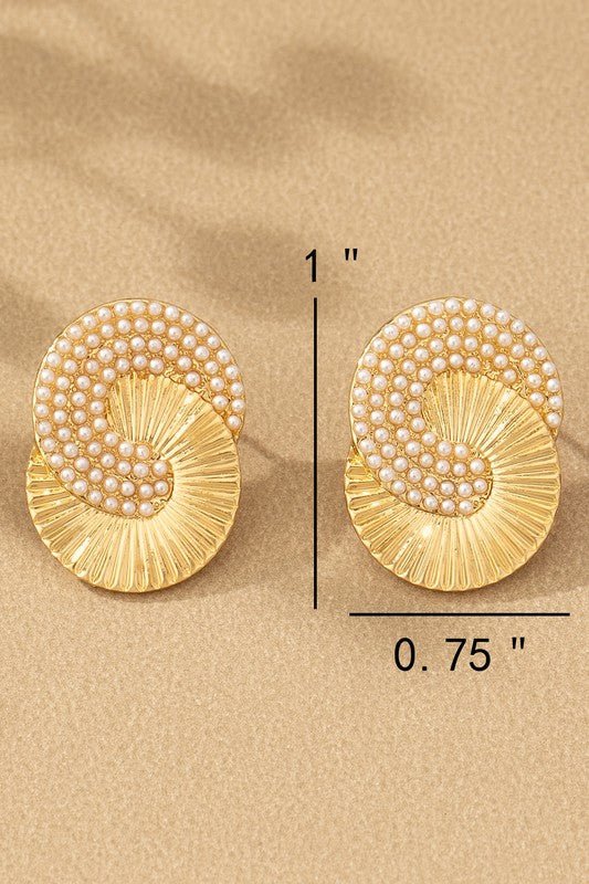 AC1013 hoops with pave mini pearls - La Elegant