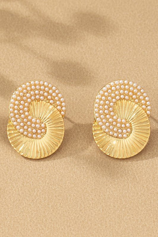 AC1013 hoops with pave mini pearls - La Elegant